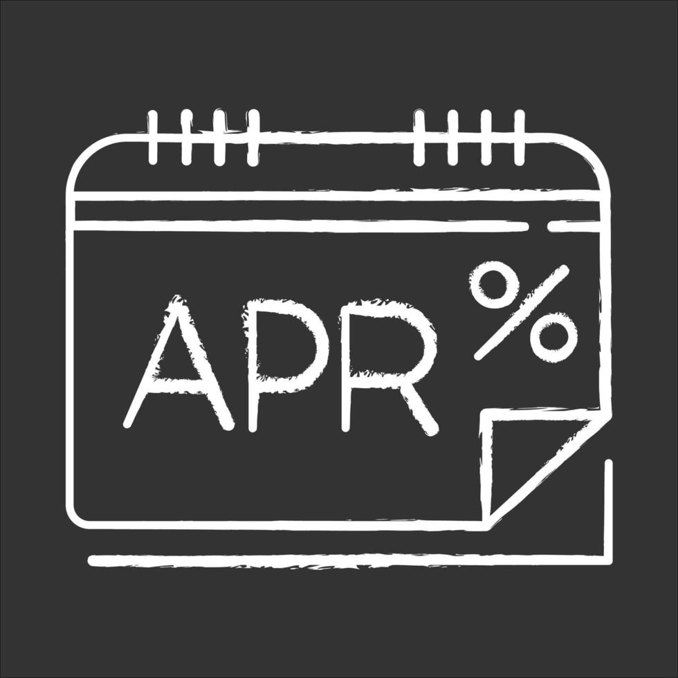 Annual percentage rate chalk icon. APR calculations. Financial report. Economy industry. Paying for credit, loan. Calendar to track income and expenses. Isolated vector chalkboard illustration