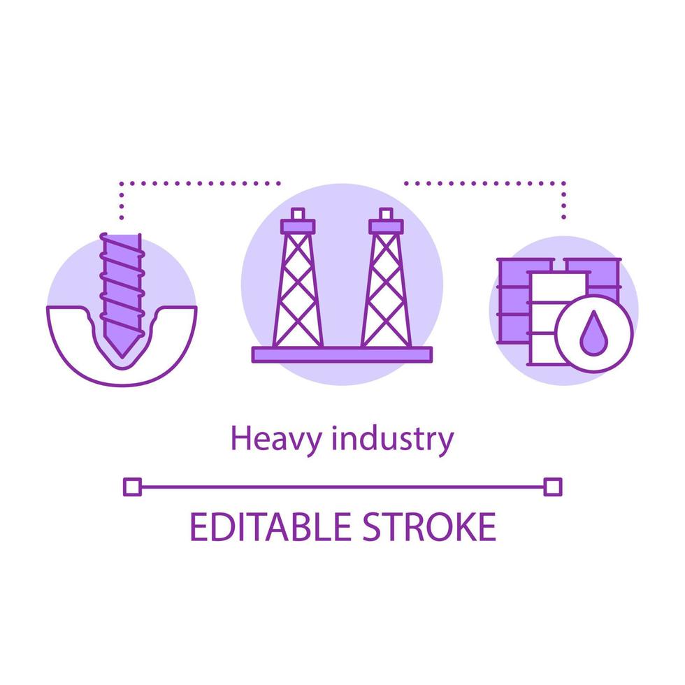 Heavy industry concept icon. Processing and manufacturing idea thin line illustration. Industrial sector. Large-scale industry. Vector isolated outline drawing. Editable stroke