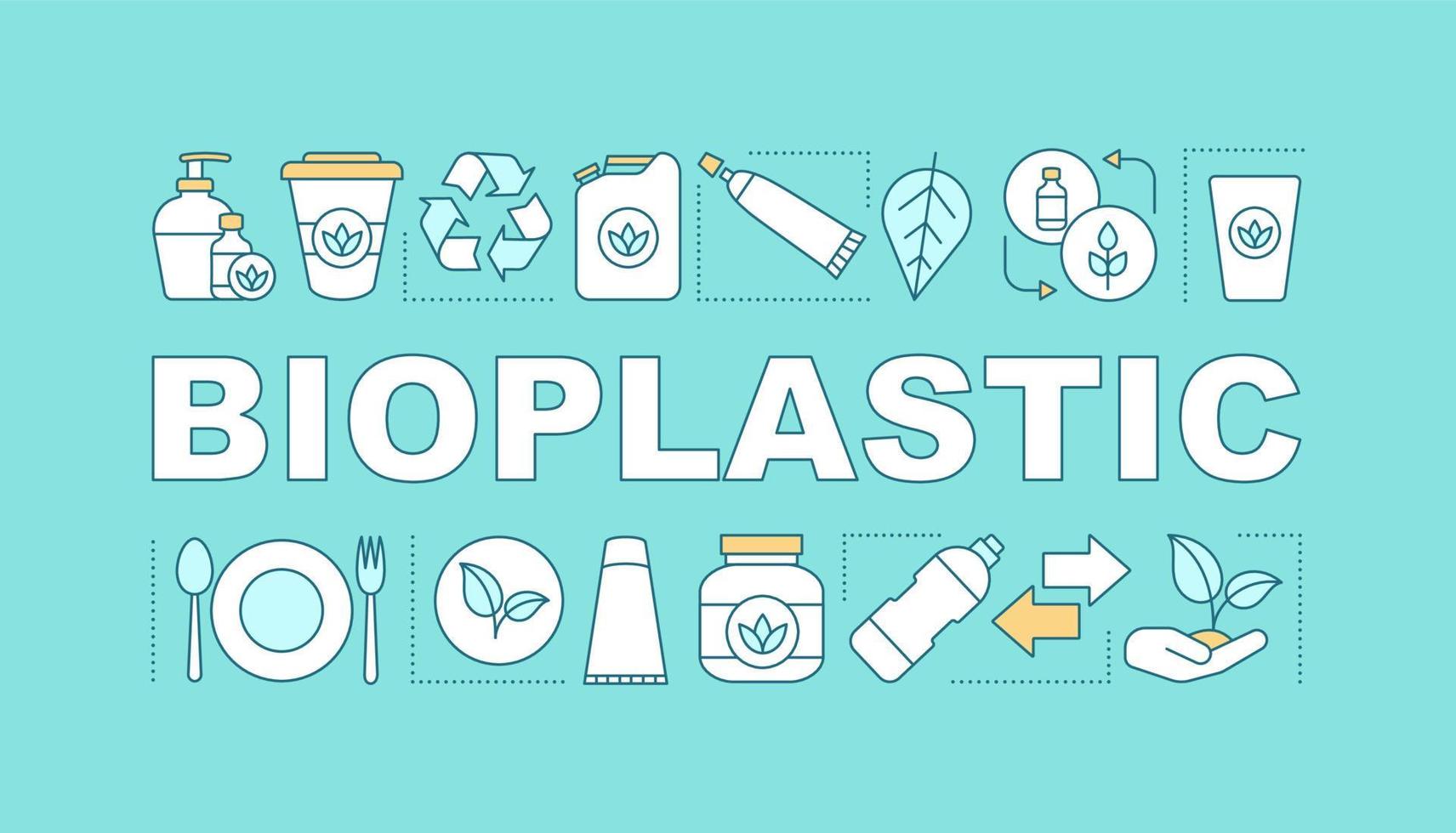 Bioplastic word concepts banner. Eco plastic. Presentation, website. Isolated lettering typography idea with linear icons. Trash sorting. Vector outline illustration
