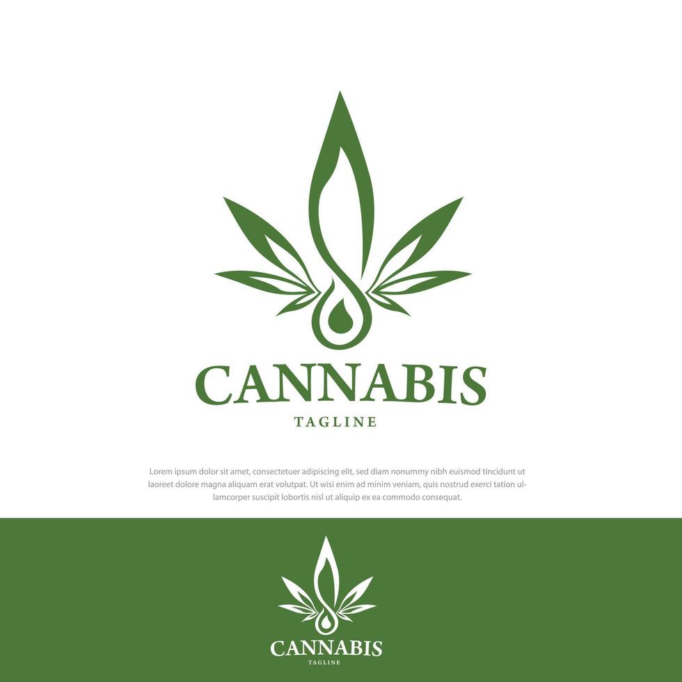 Ilustración de vector de plantilla de diseño de logotipo de aceite de cannabis medicinal