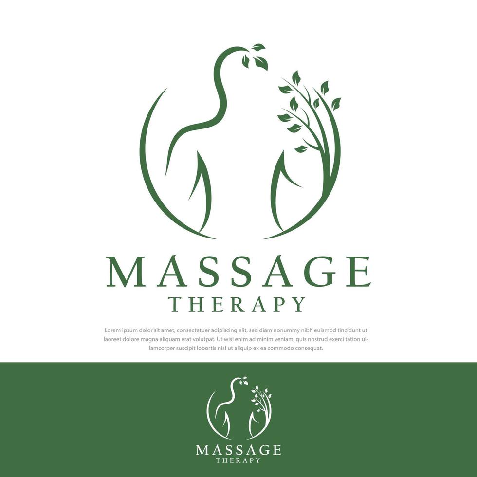 Massage therapy logo woman vector illustration