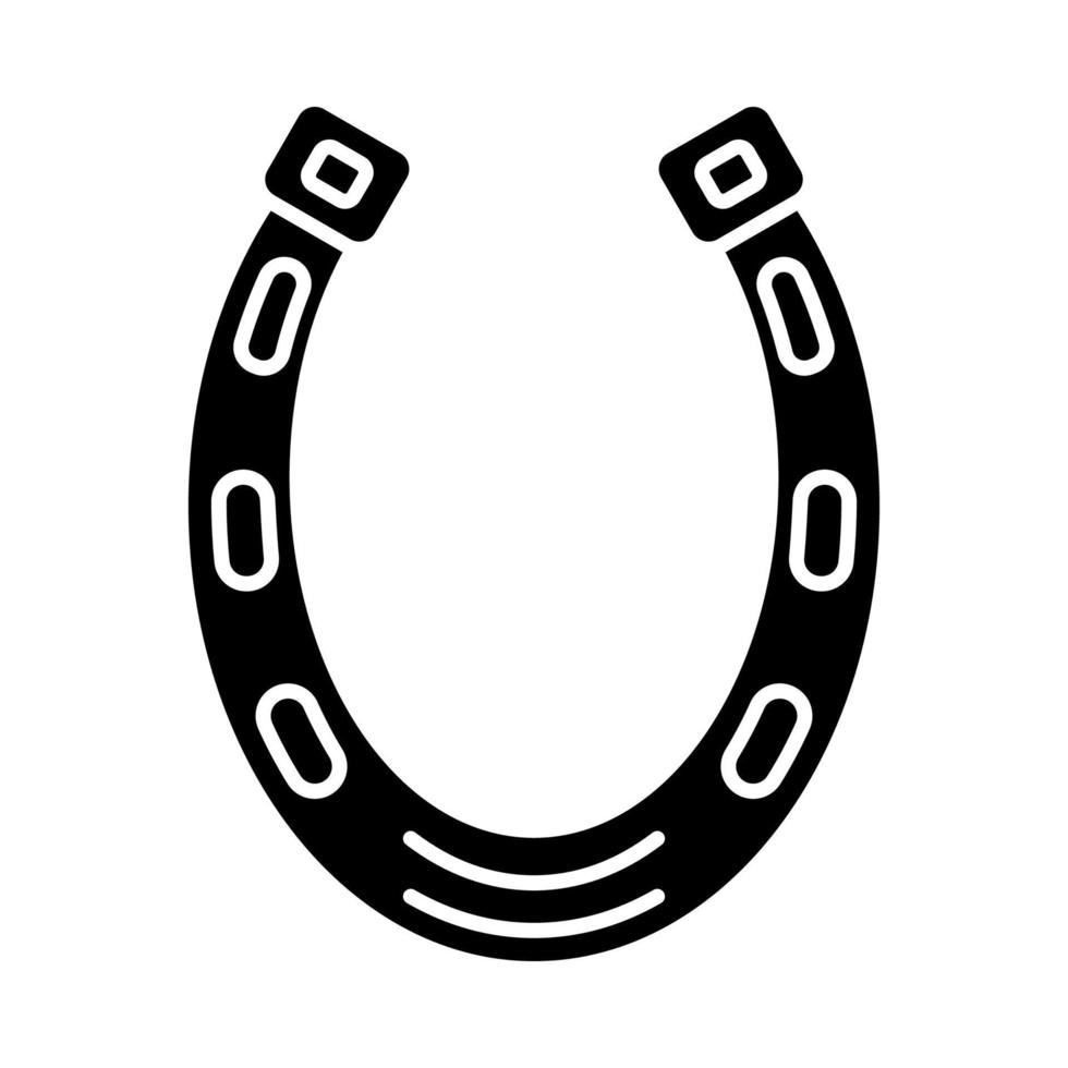 Horseshoe glyph icon. Good luck mascot. Saint Patricks Day silhouette symbol. Negative space. Vector isolated illustration