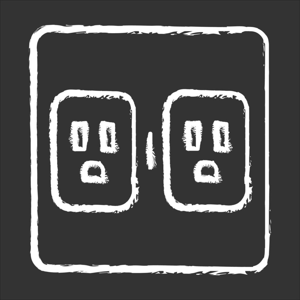 Charging outlets chalk icon. Two wall sokets. Electrical connectors