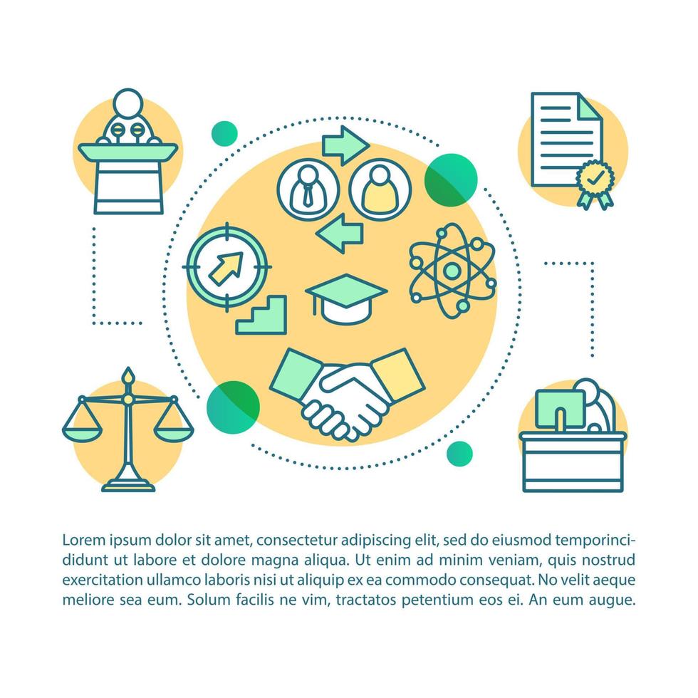 Core values concept linear illustration. Corporate social responsibility. Business development. CSR. Article, brochure, magazine page. Corporate governance and policy. Vector isolated outline drawing