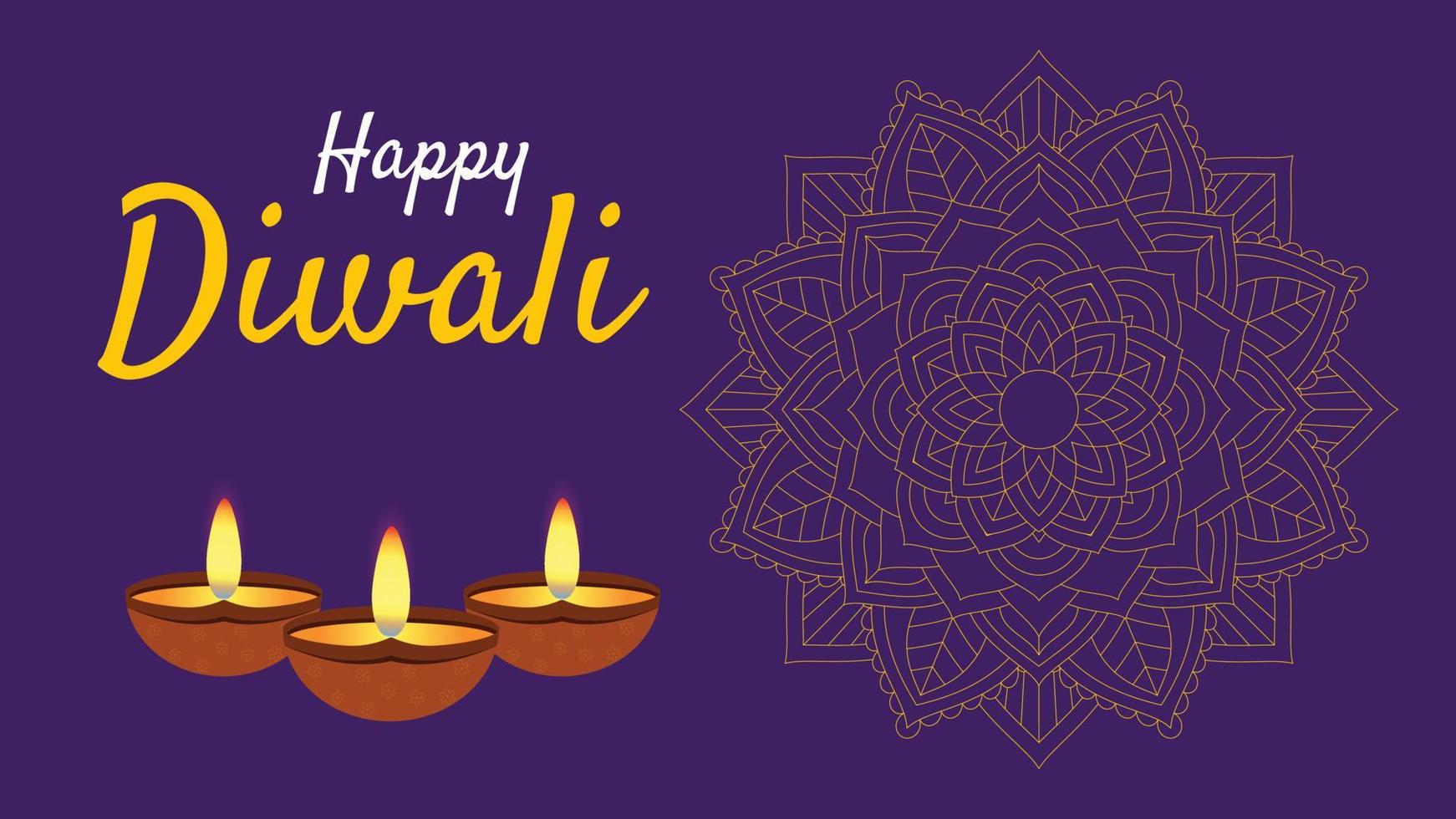 Happy Diwali. Light green background with diwali flower elements and mandala vectors