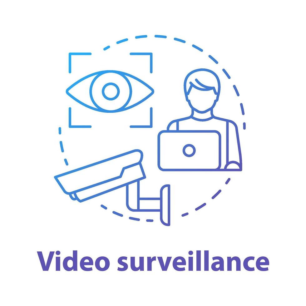 Video surveillance blue gradient concept icon. Smart house security system idea thin line illustration. Protection technology for apartment. Robbery prevention. Vector isolated outline drawing