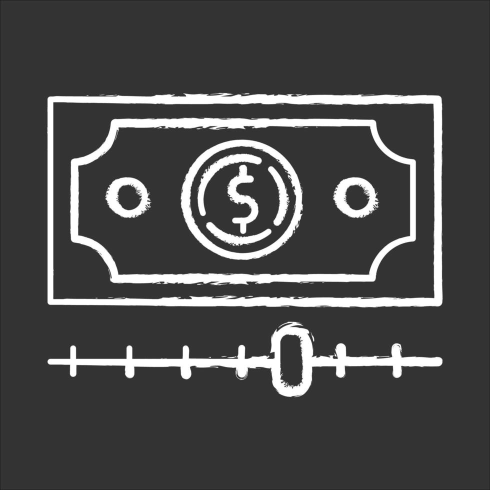 Cash advance chalk icon. Increasing budget graph report. Budget growing. Finances managment. Smart investment with percentage gain. Economy, business. Isolated vector chalkboard illustration