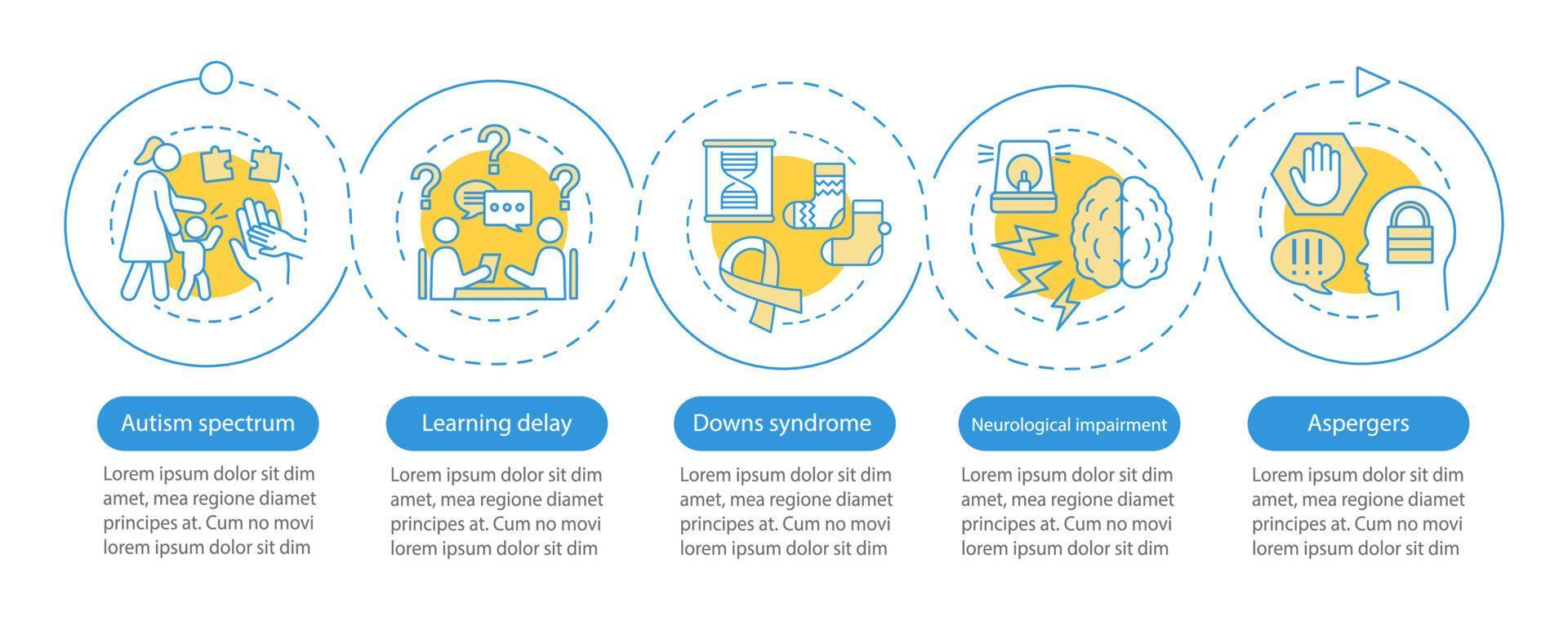 plantilla de infografía de vector de pediatría. servicio de enfermería infantil. elementos de diseño de presentación de negocios. visualización de datos con cinco pasos y opciones. gráfico de la línea de tiempo del proceso. diseño del flujo de trabajo