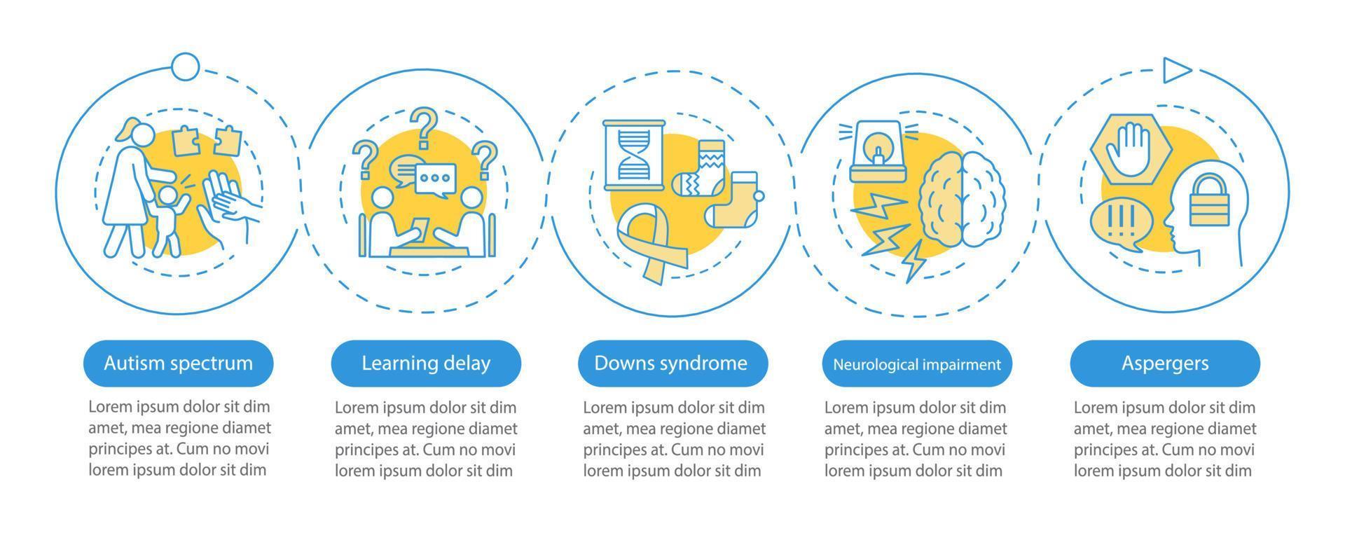 Pediatrics vector infographic template. Children nursing service. Business presentation design elements. Data visualization with five steps and options. Process timeline chart. Workflow layout