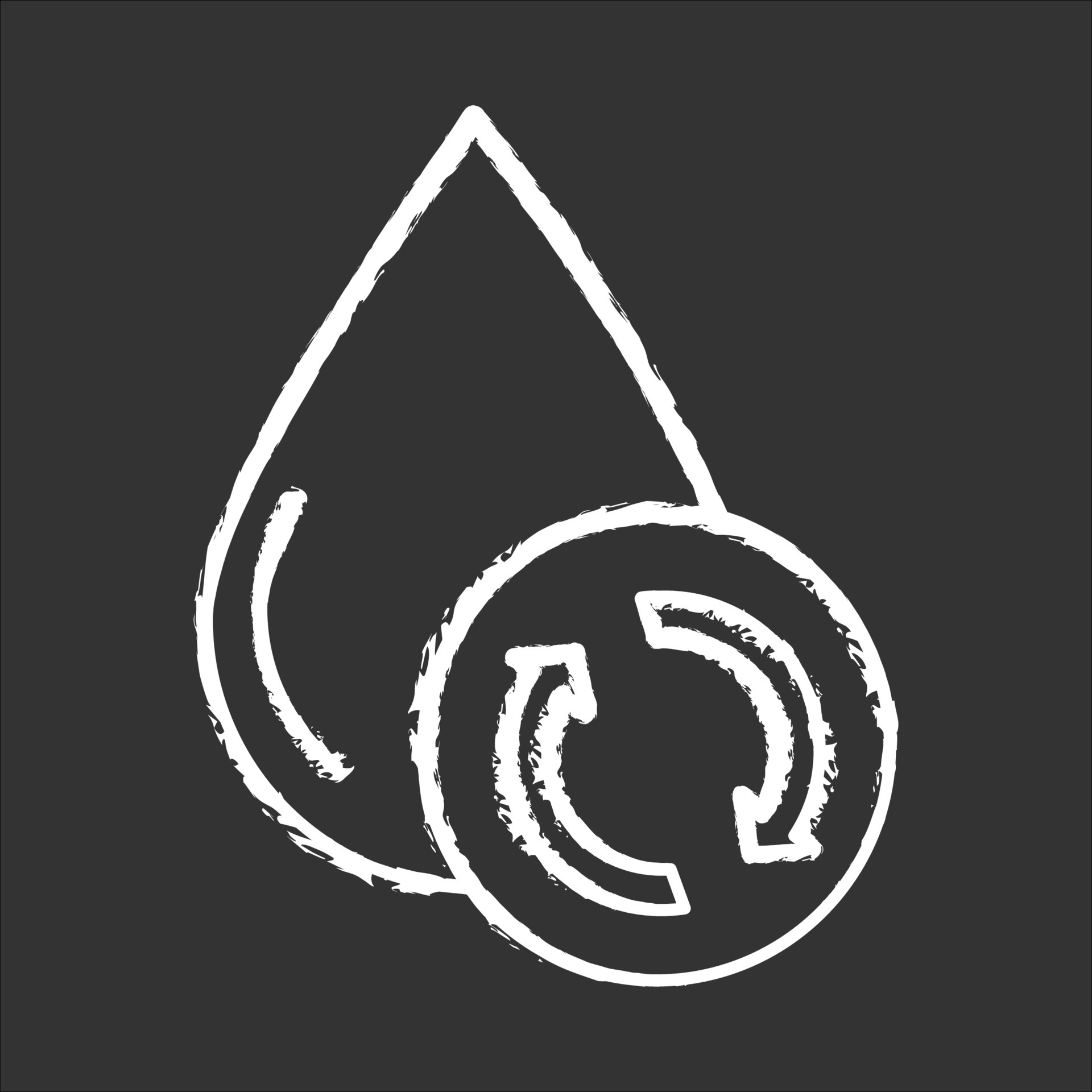 Water filtration, purification chalk icon. Conservation of