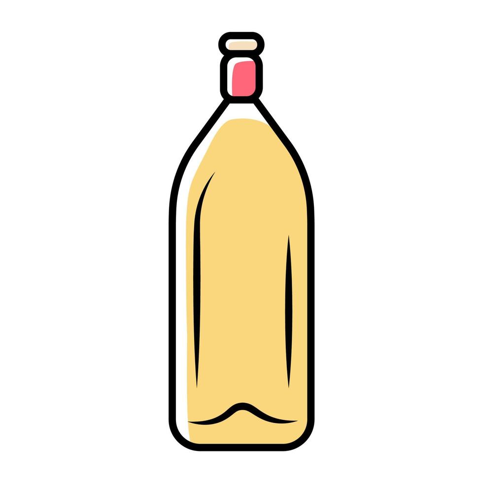 Servicio de vino blanco icono de color amarillo. Bebida alcoholica. champán, bebida. botella con corcho. aperitivo, bodega. bar, restaurante. fiesta, fiesta, vajilla para eventos, cristalería. ilustración vectorial aislada vector