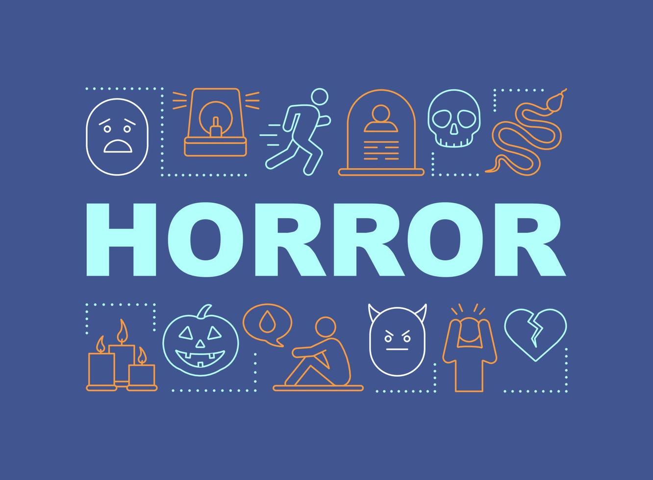 Horror word concepts banner. Consternation. Dangerous area. Terrible accident. Presentation, website. Isolated lettering typography idea, linear icons. Threat to life. Vector outline illustration