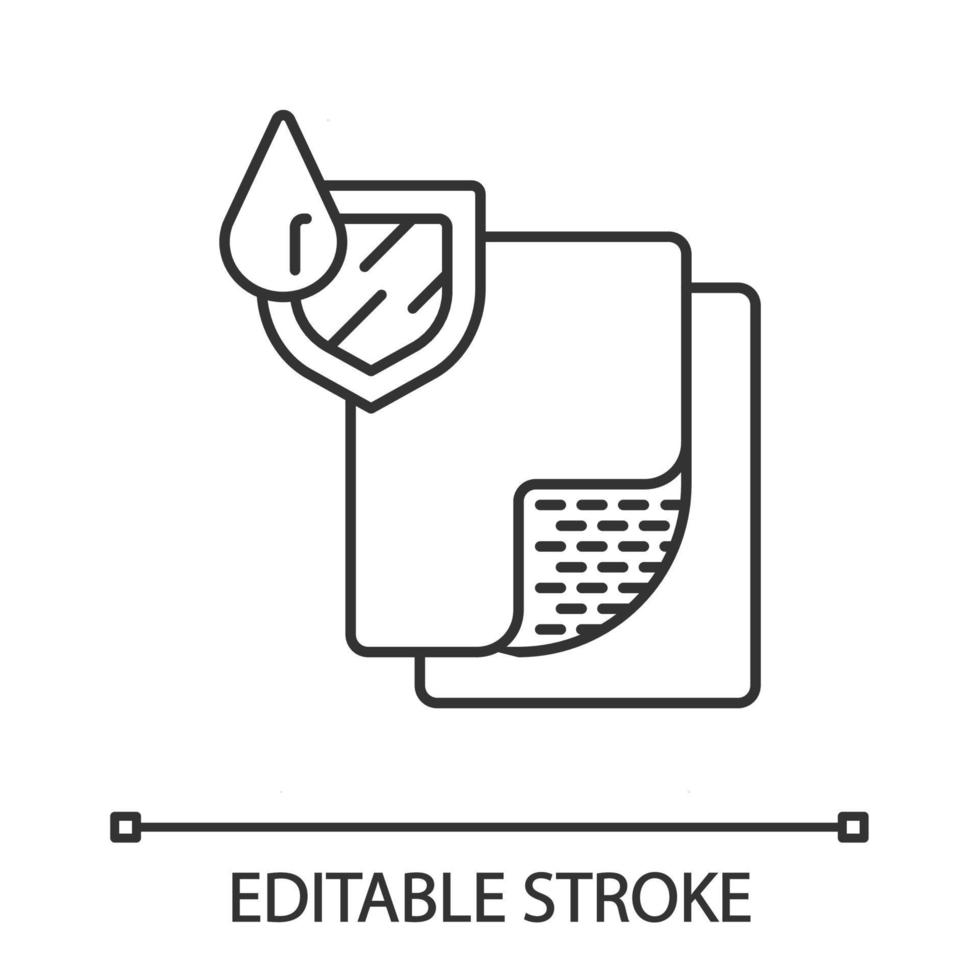 icono lineal de suelo impermeable. linóleo resistente al agua. material de construcción hidrofóbico. piso impermeable. Ilustración de línea fina. símbolo de contorno. dibujo de contorno aislado vectorial. trazo editable vector