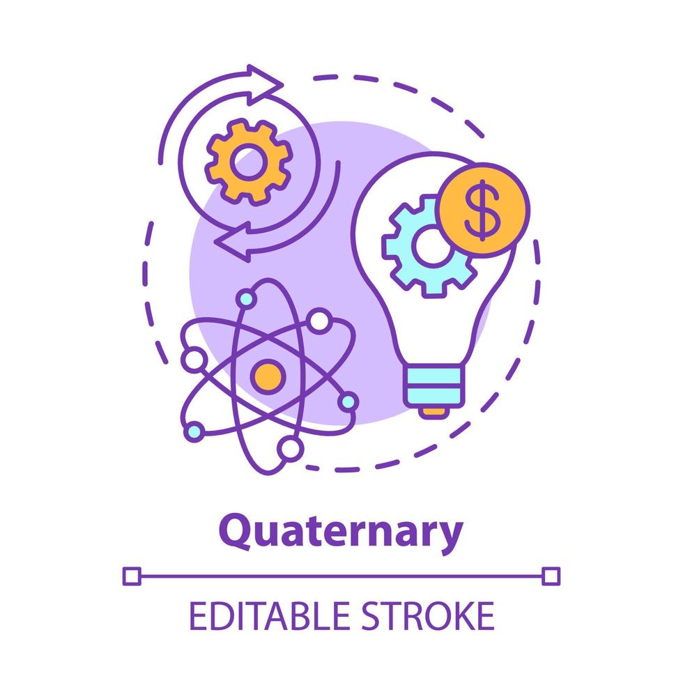 Quaternary concept icon. Knowledge sector idea thin line illustration. Information-based service. Research and development. Economy sector. Vector isolated outline drawing. Editable stroke
