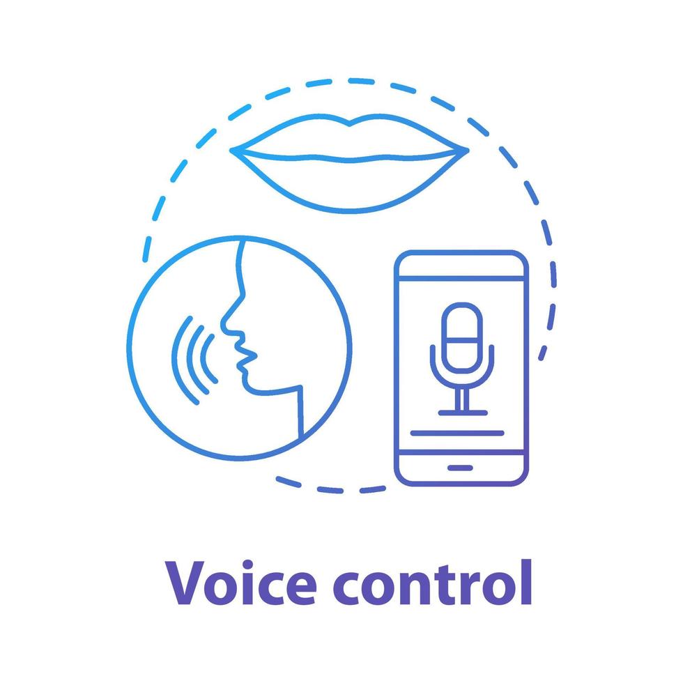 Voice control blue gradient concept icon. Smart house management idea thin line illustration. Innovative technology for apartment. Verbal interaction. Vector isolated outline drawing