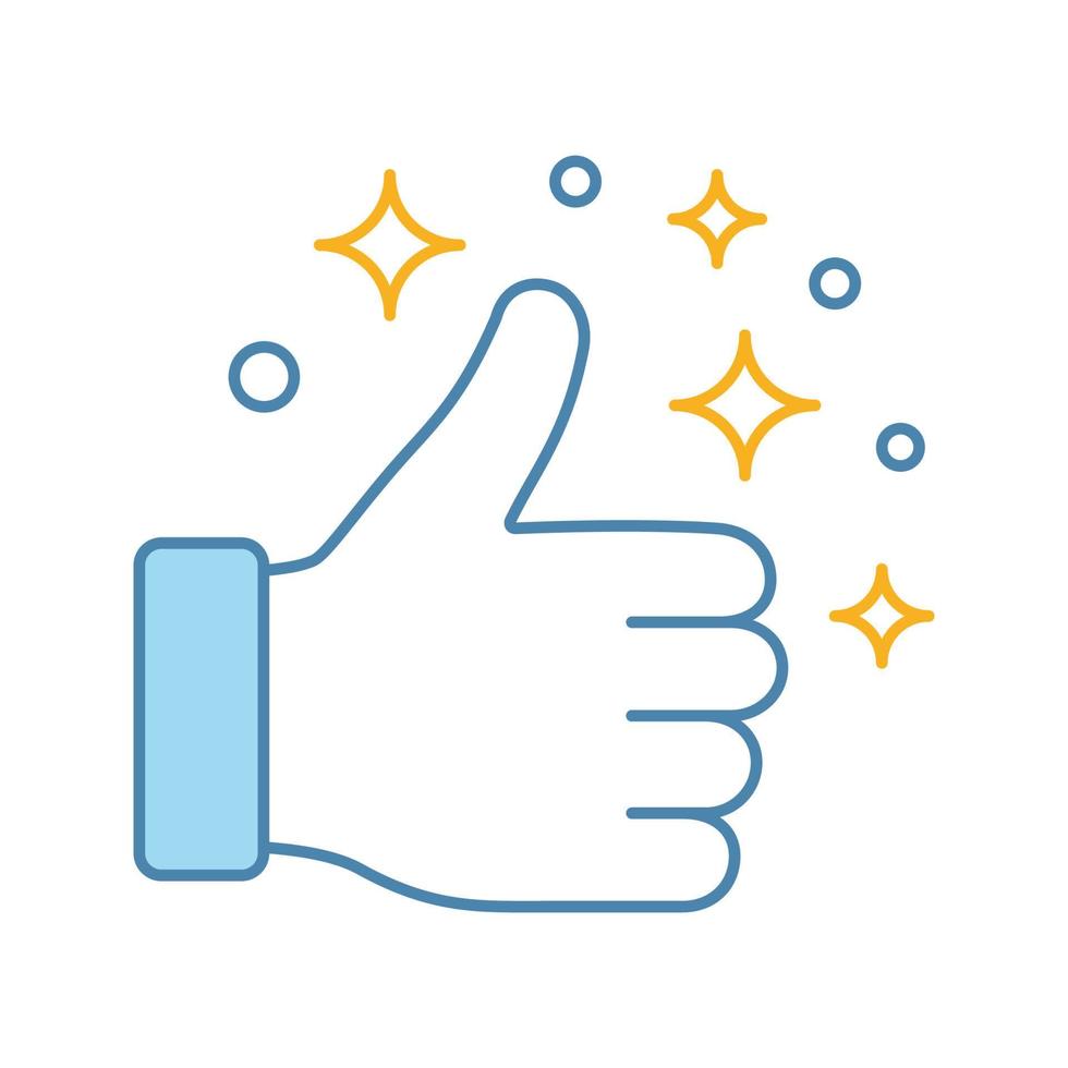 Like color icon. Thumbs up. Good, nice, ok hand gesture. Social media button. Rating, ranking. Isolated vector illustration