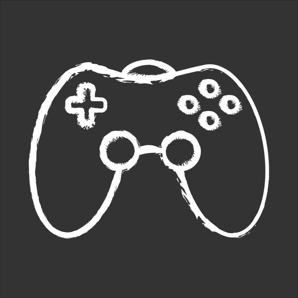 Game room chalk icon. Gamepad. Video game controller. Community recreation area. Room for spending time with friends. Esports competition. Joystick. Isolated vector chalkboard illustration