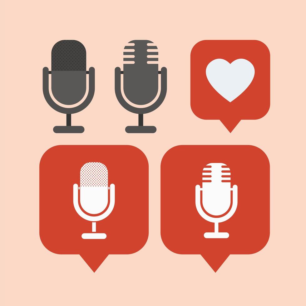 pretty microphone items vector