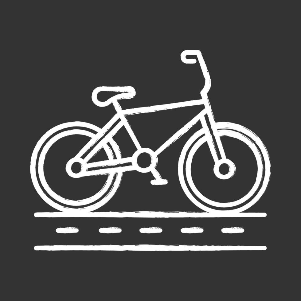 icono de tiza de ciclismo en pista. bicicleta en carril bici, carril bici. prueba de tiempo. calzada para ciclistas. carreras de bicicletas. ruta ciclista. crucero de la ciudad. deporte extremo. ilustración de pizarra de vector aislado