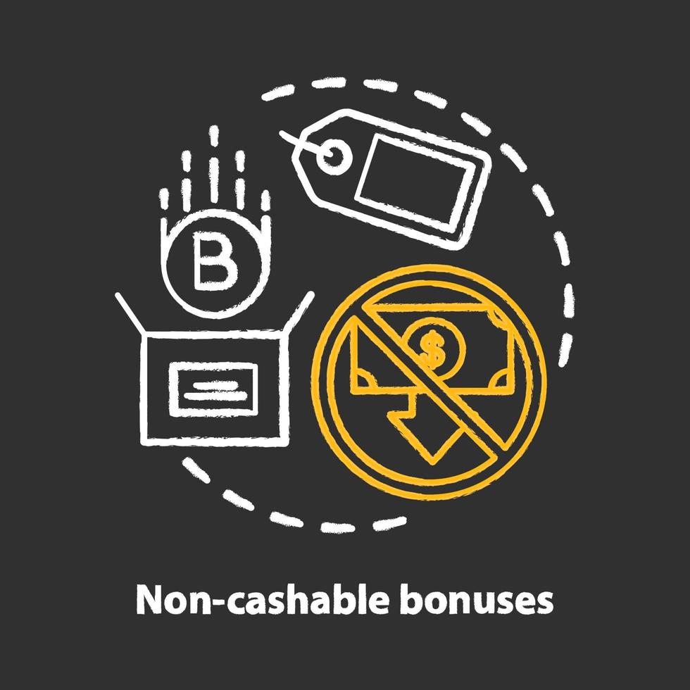 Non cashable bonuses chalk concept icon. Cryptocurrency, electronic currency idea. E Payment and cashless transaction. Vector isolated chalkboard illustration
