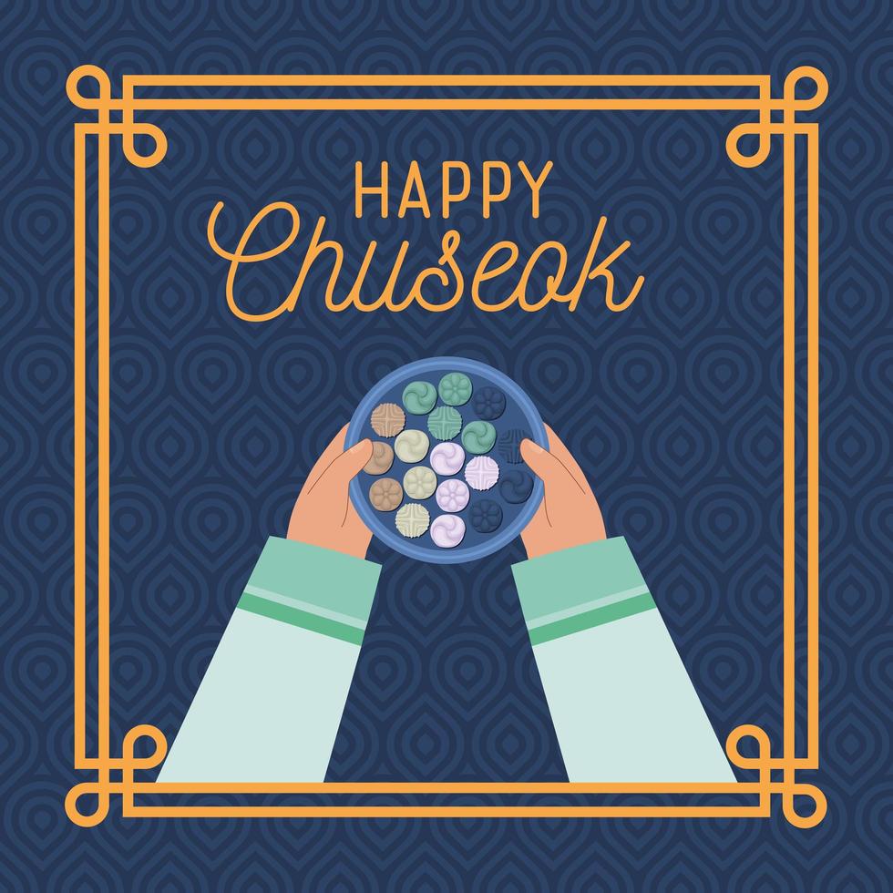 happy chuseok poster vector