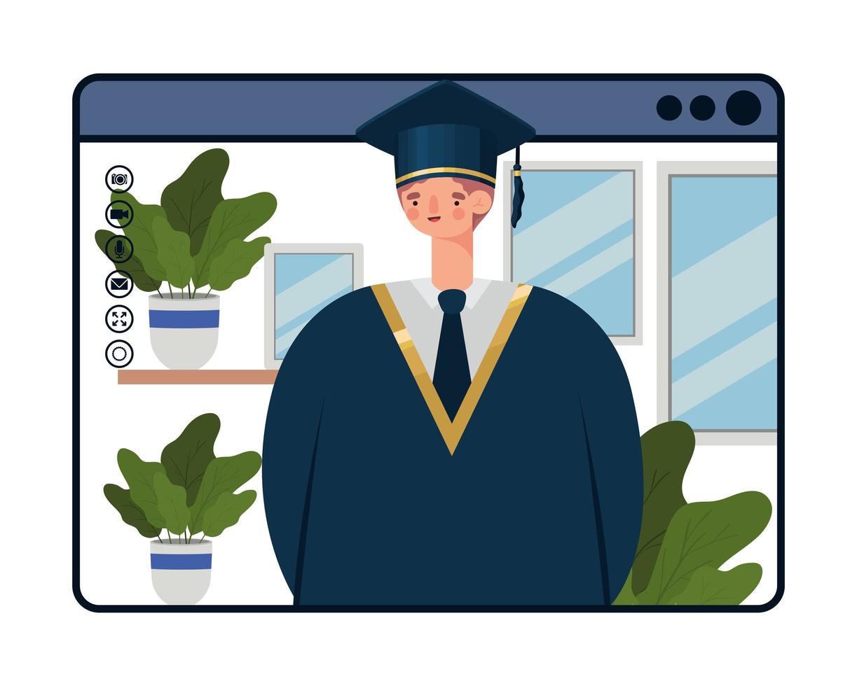 male in virtual graduation vector