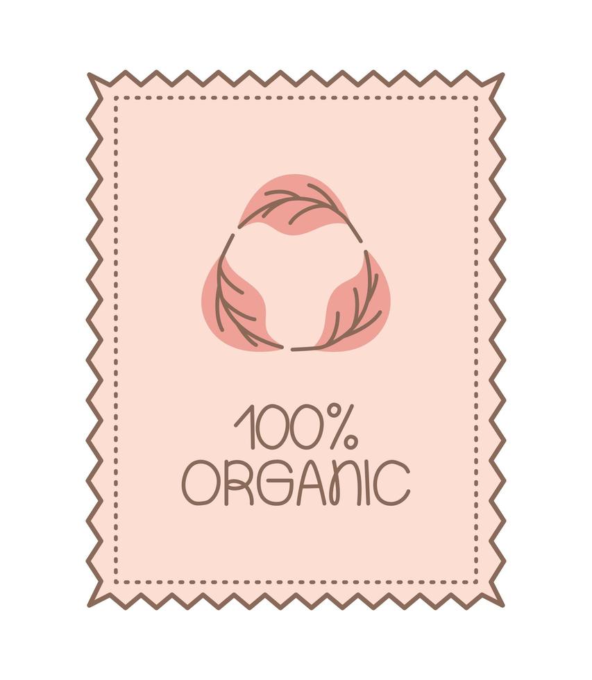 one hundred percent organic card vector