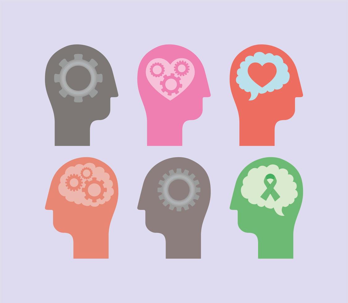 heads silhouettes design vector