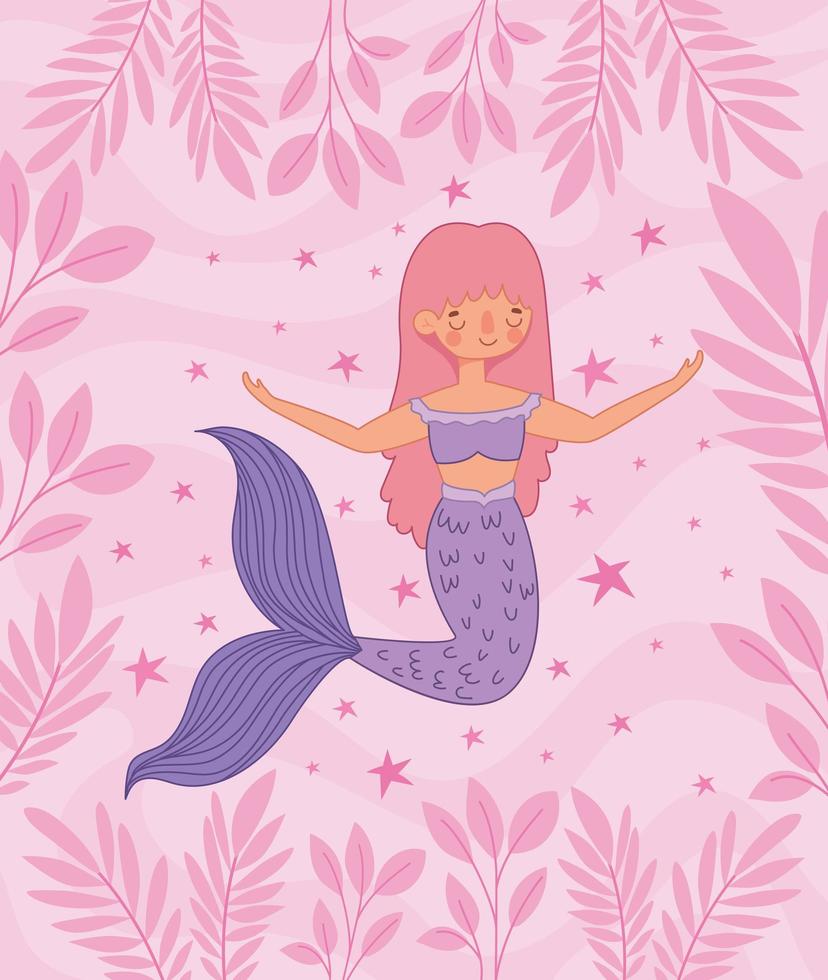 bonita sirena morada vector