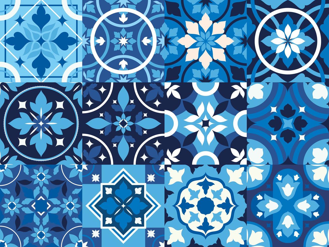 azulejos azules vintage vector