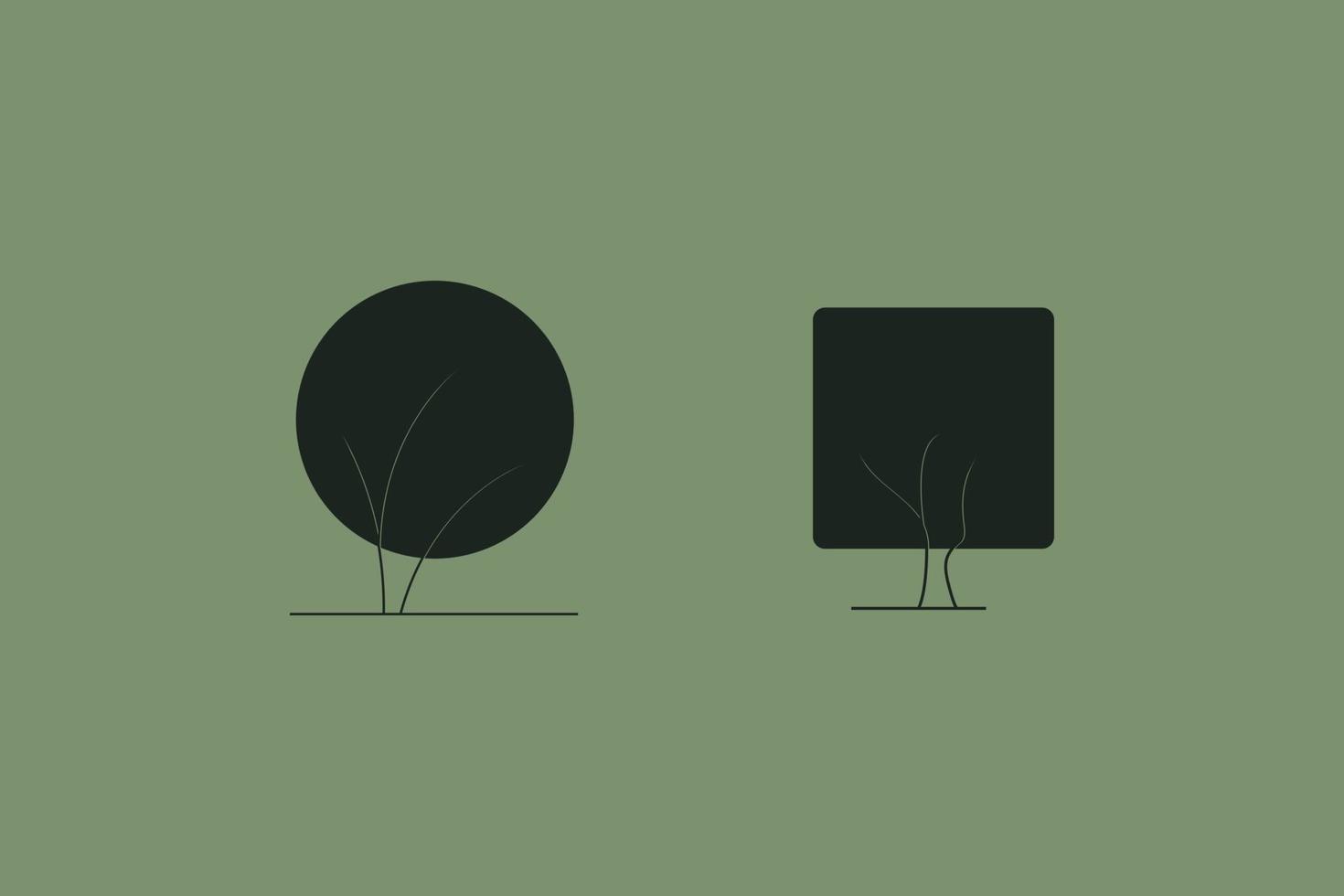 Circle and Square Tree Icon Sign Flat Illustration vector