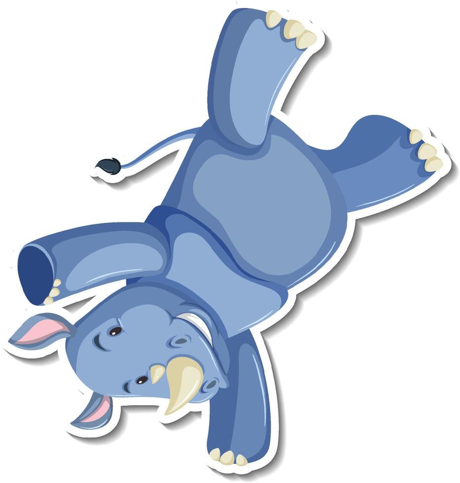Rhinoceros dancing cartoon character sticker vector
