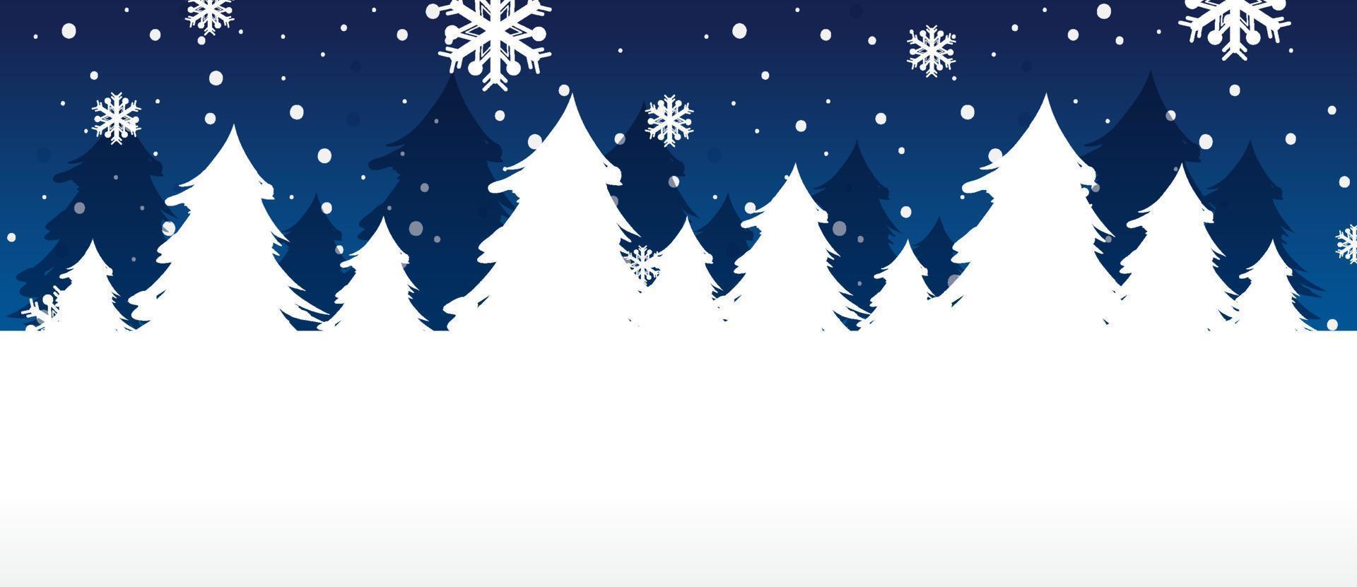 Merry Christmas banner with empty white pine silhouette vector