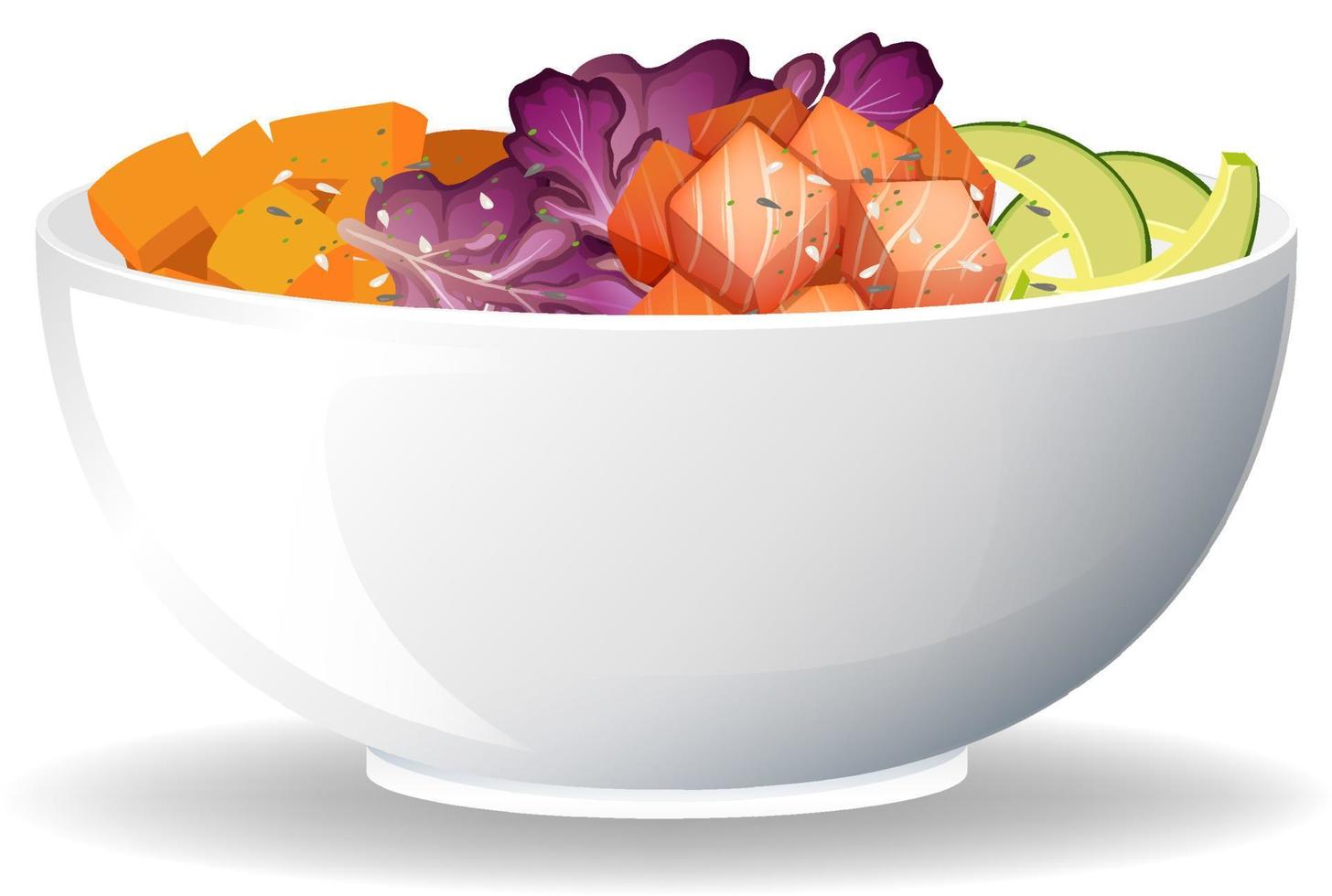 Healthy breakfast with salmon salad bowl vector