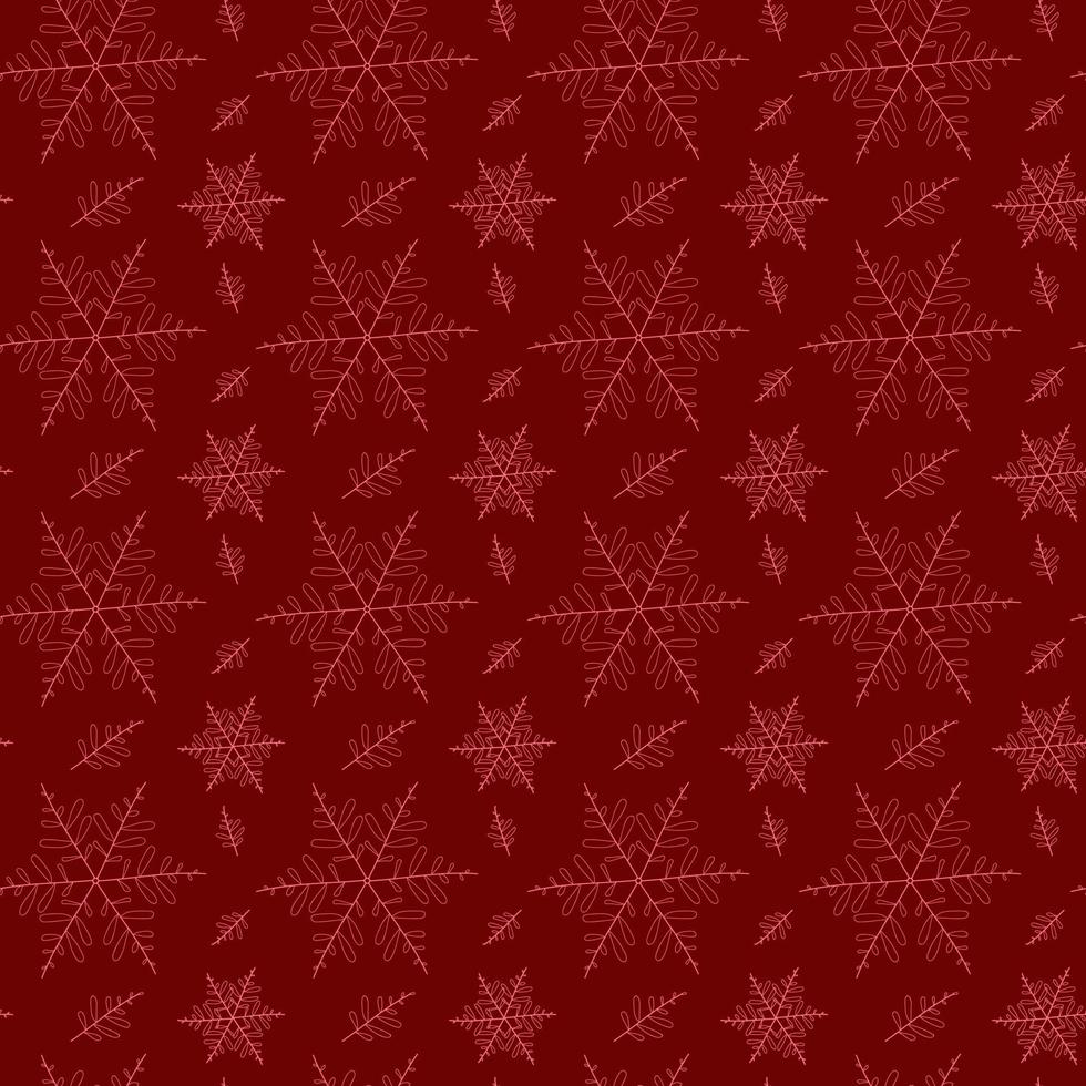 Seamless pattern of pink snowflakes vector