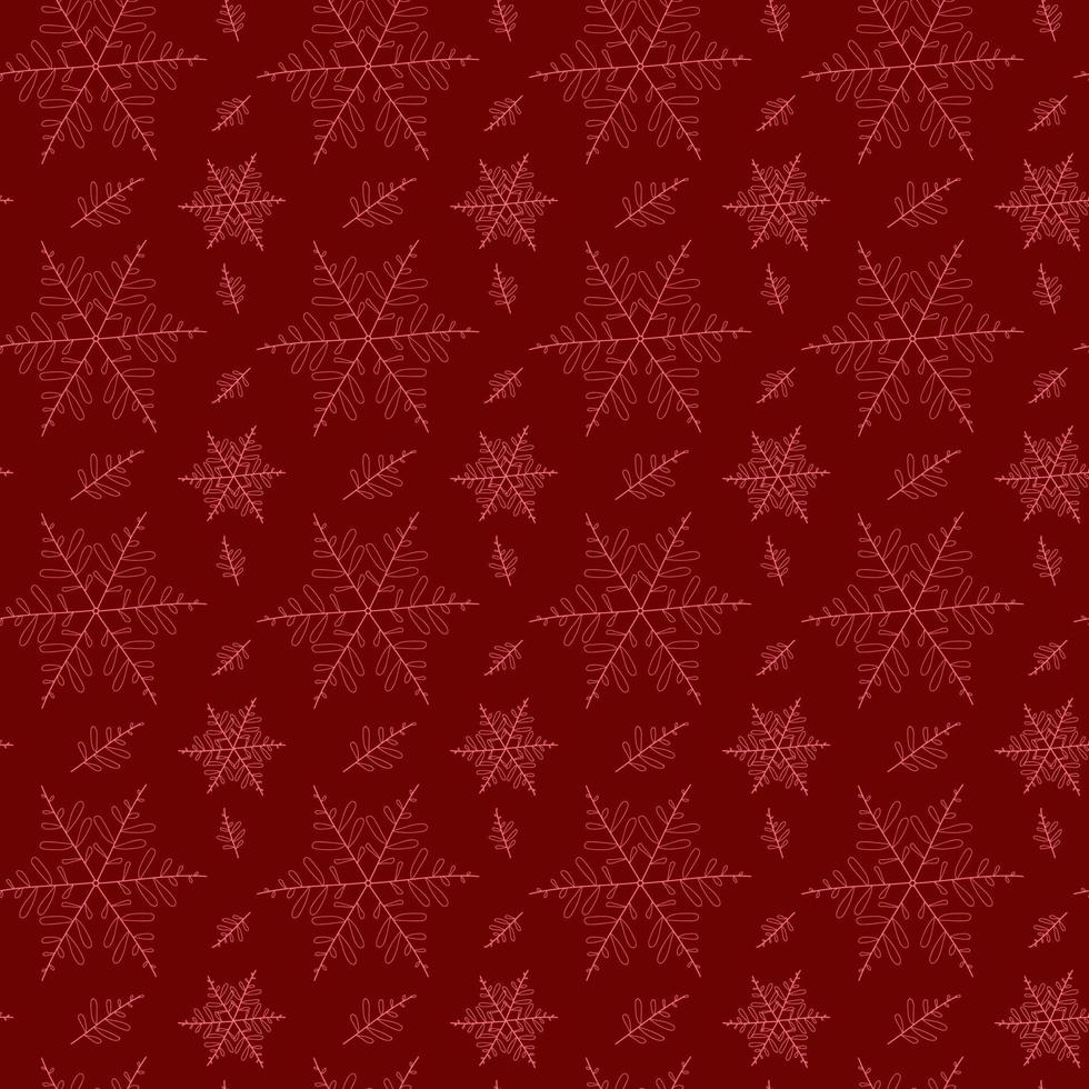 Seamless pattern of pink snowflakes vector