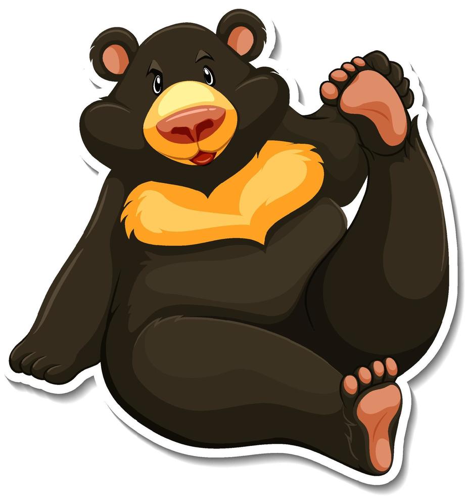 Black bear cartoon character sticker vector