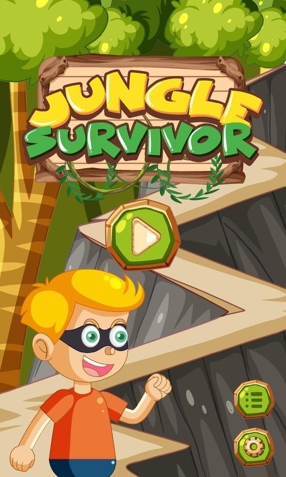 diseño de cartel de juego de superviviente de la jungla vector
