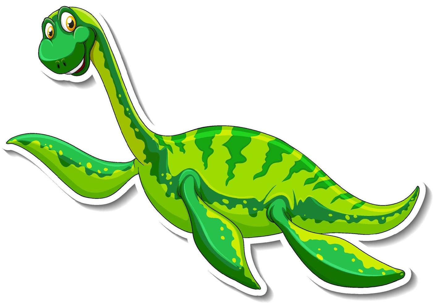 Elasmosaurus dinosaur cartoon character sticker vector