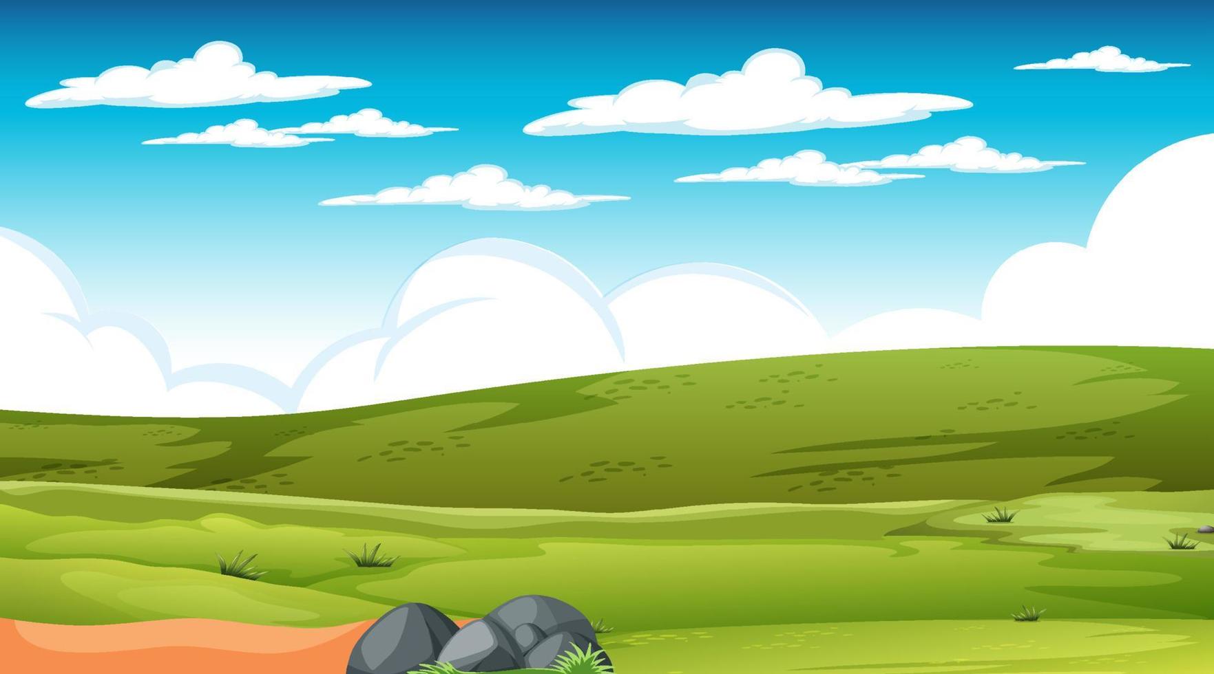 Blank meadow landscape scene at daytime vector