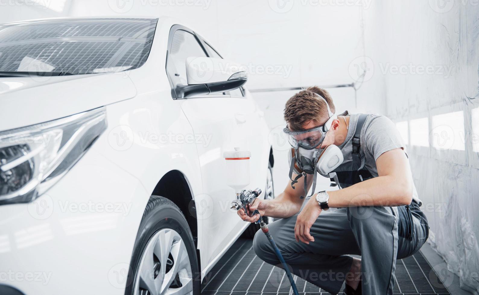 The procedure of painting a car in the service center. photo