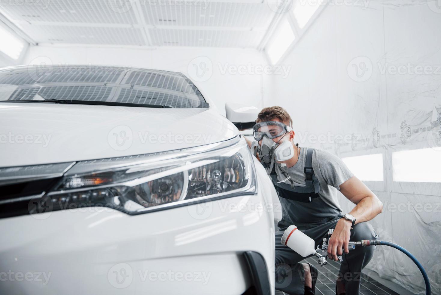 The procedure of painting a car in the service center. photo