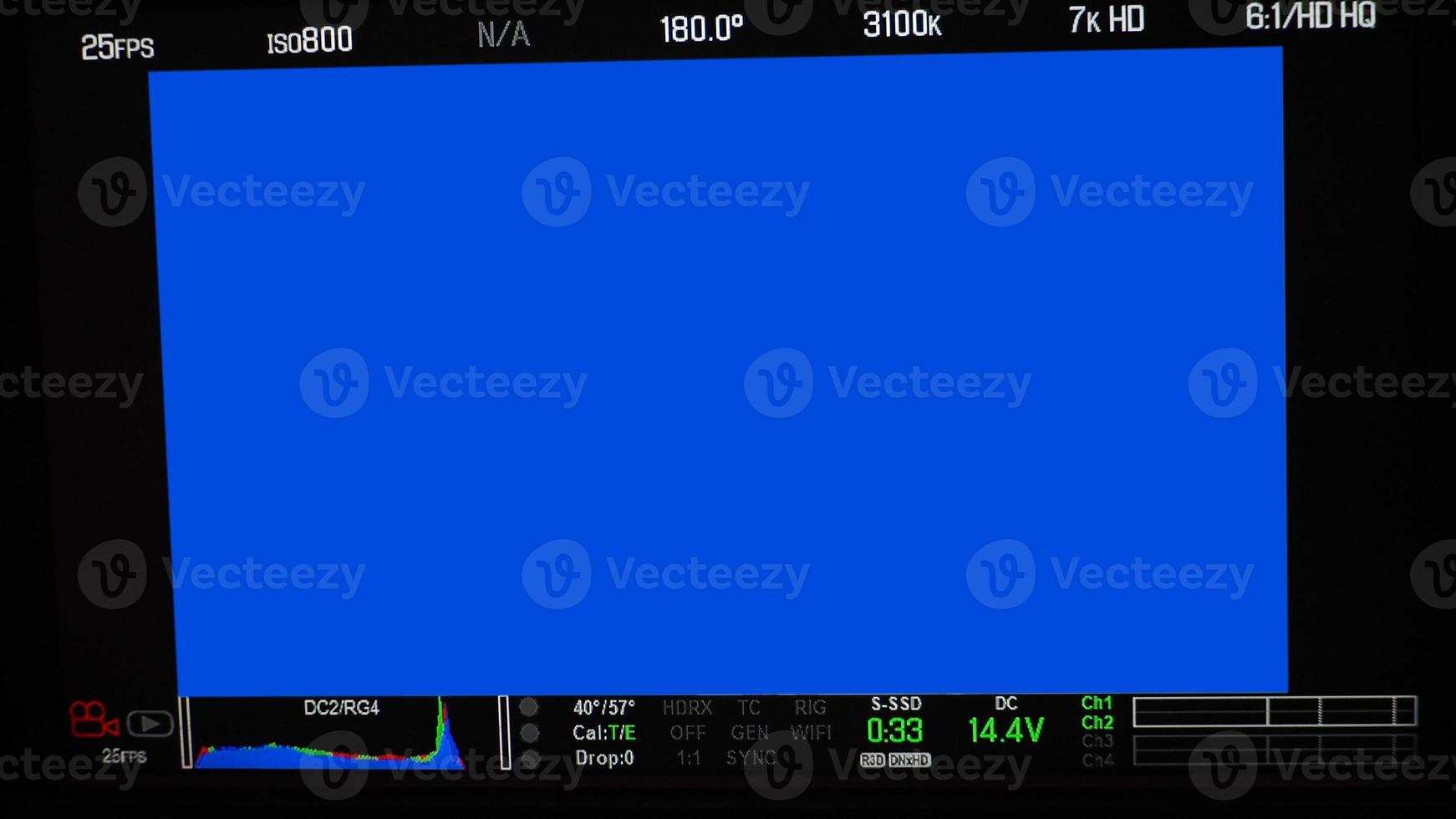 Video recording screen. Professional camera viewfinder frame on monitor screen. photo