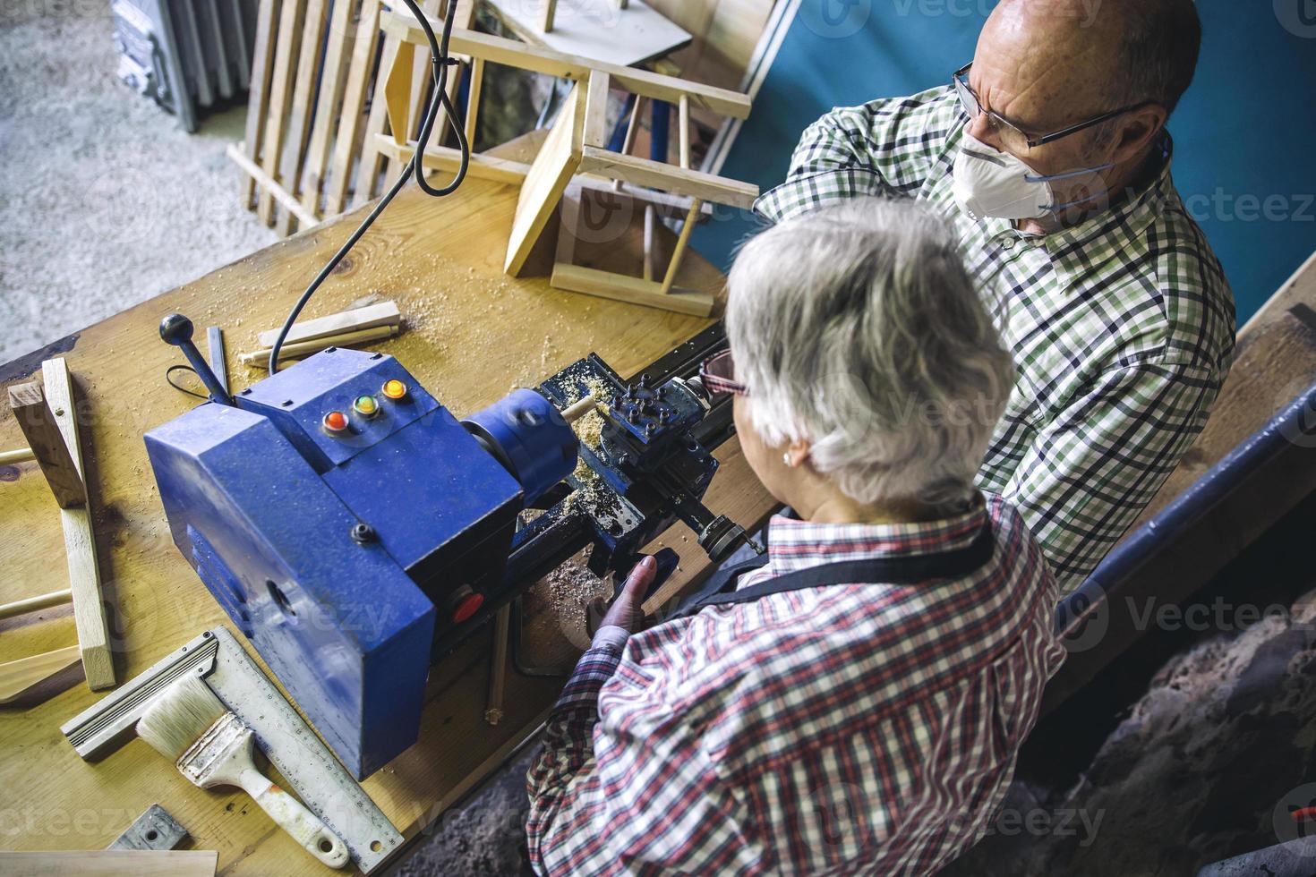 Senior couple in a carpentry photo