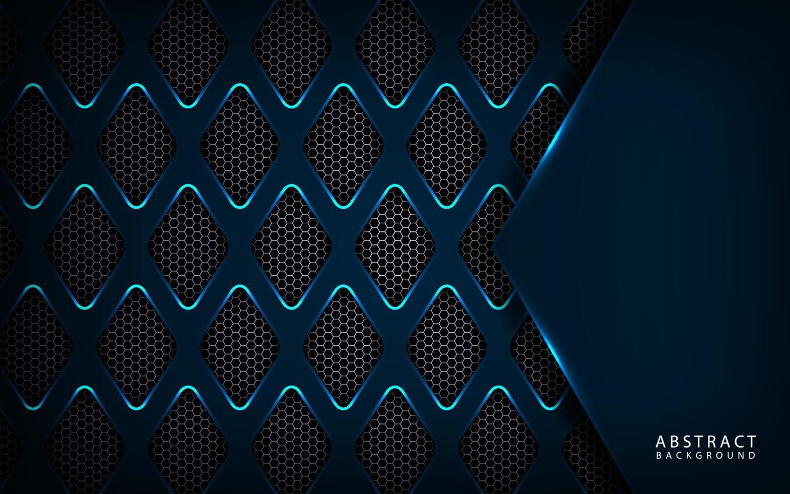 Abstract 3D blue technology background overlap layer on dark space with metal light line effect decoration. Modern template element future style for flyer, banner, cover, brochure, or landing page vector