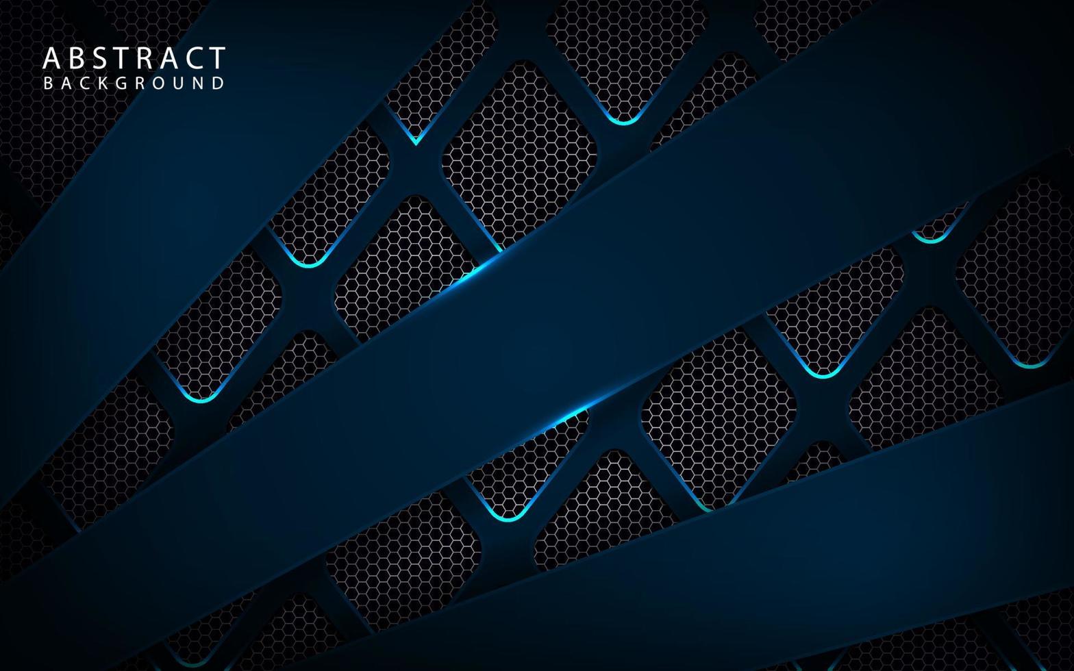 Abstract 3D blue technology background overlap layer on dark space with metal light line effect decoration. Modern template element future style for flyer, banner, cover, brochure, or landing page vector