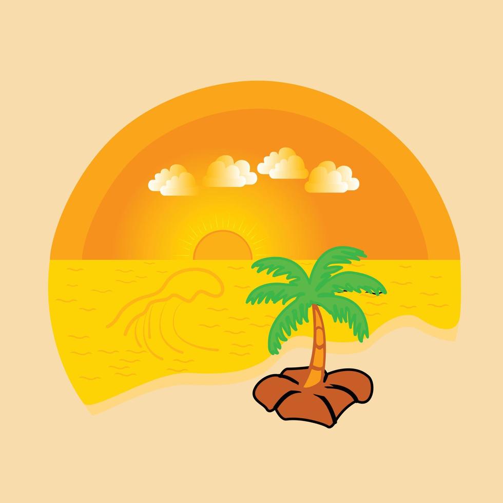 plantilla de paisaje de puesta de sol de ilustración vector