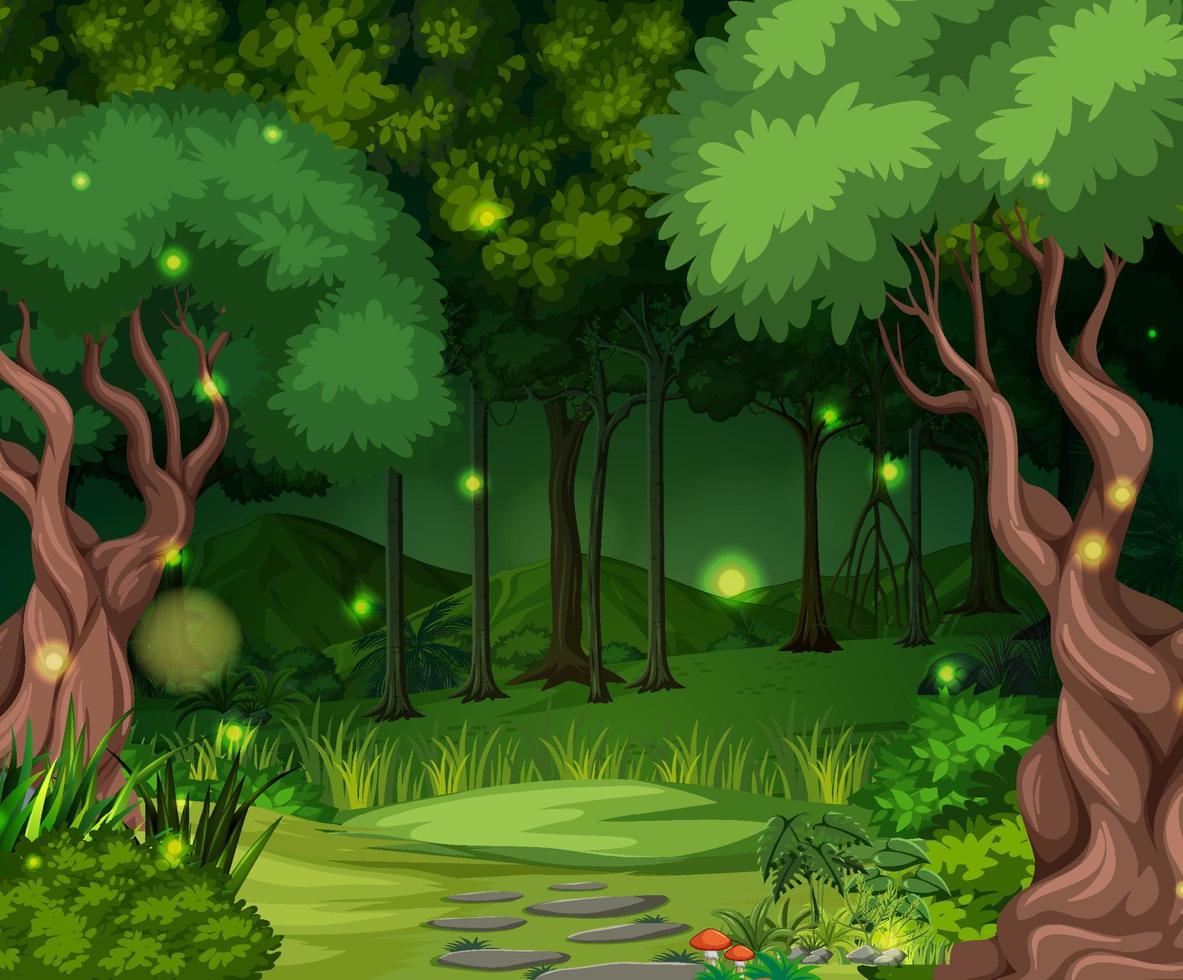 fondo de paisaje de bosque encantado vector