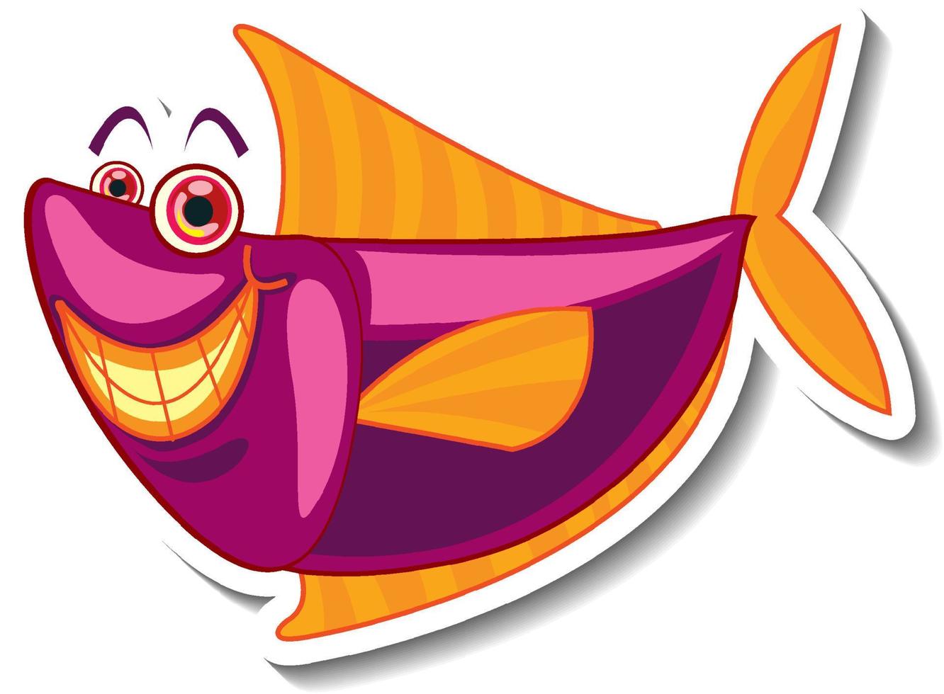 Cute fish sea animal cartoon sticker vector