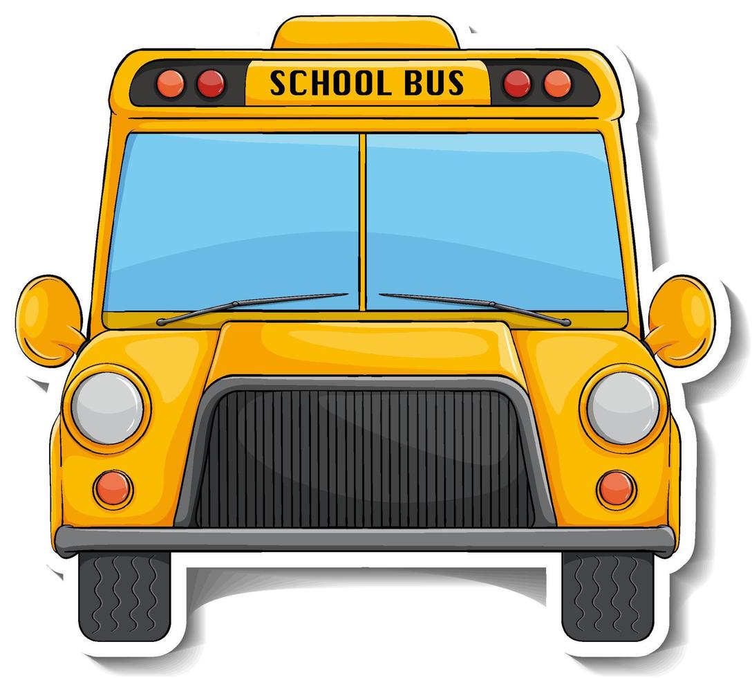 School bus cartoon sticker on white background vector